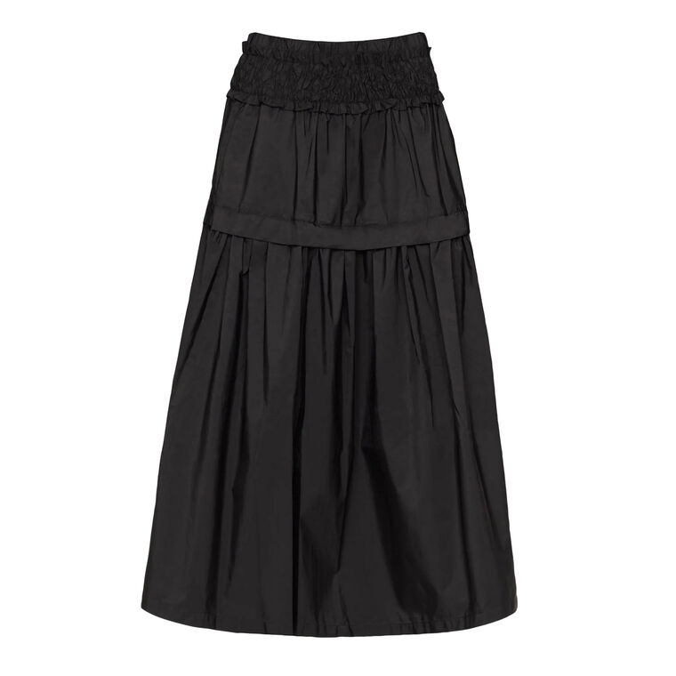 Belen Taffeta Smocked Tiered Midi Skirt image number null