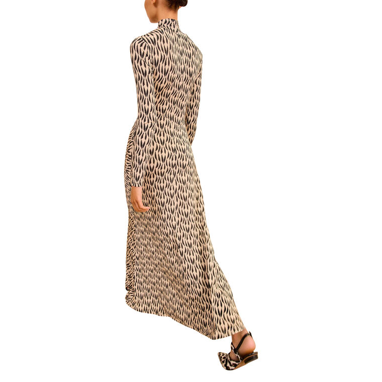 Ida Long Sleeve Ruched Turtleneck Maxi Dress image number null