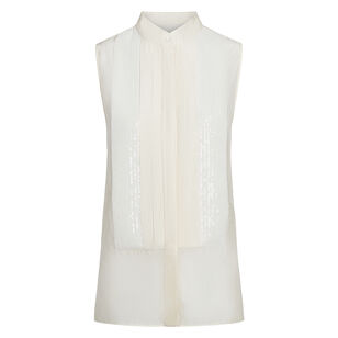 Adele Sequined Semi-Sheer Sleeveless Blouse