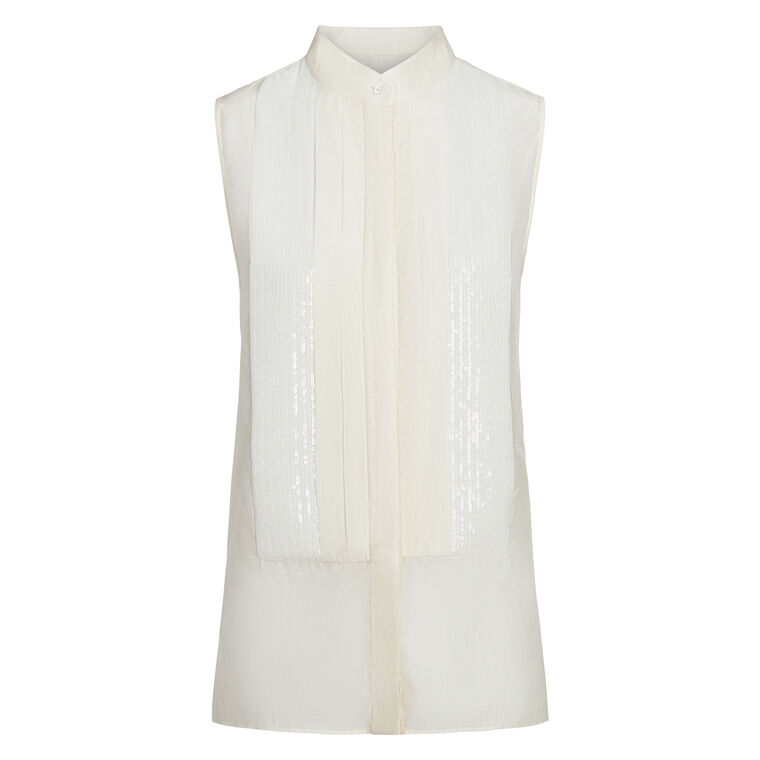 Adele Sequined Semi-Sheer Sleeveless Blouse image number null