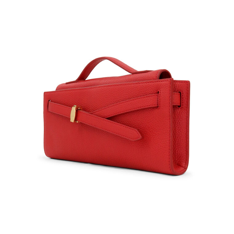 Dash Belted Pebble Leather Clutch Bag image number null