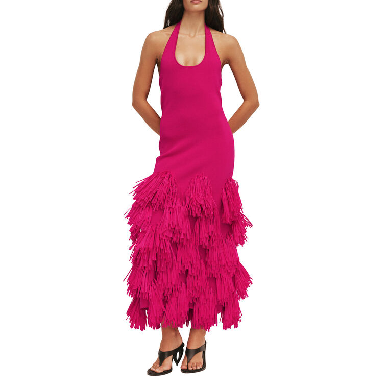 Elva Sleeveless Raffia Knit Midi Dress image number null