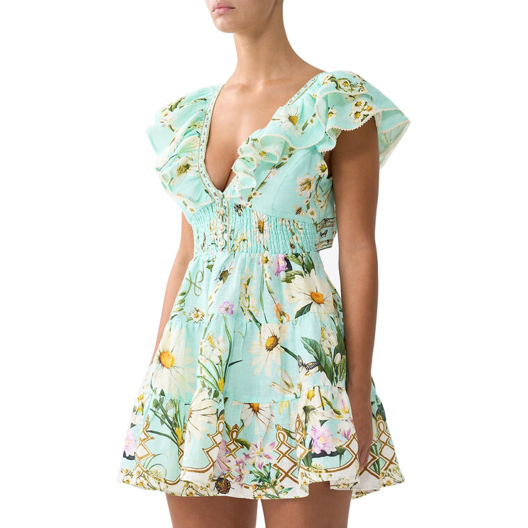 Tiered Short Dress With Neck Frill image number null