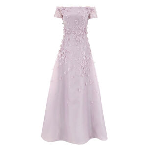 Off Shoulder Gown With 3D Flowers