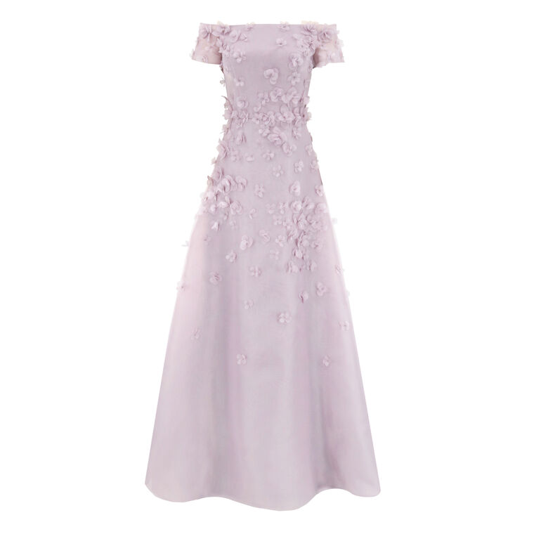 Off Shoulder Gown With 3D Flowers image number null