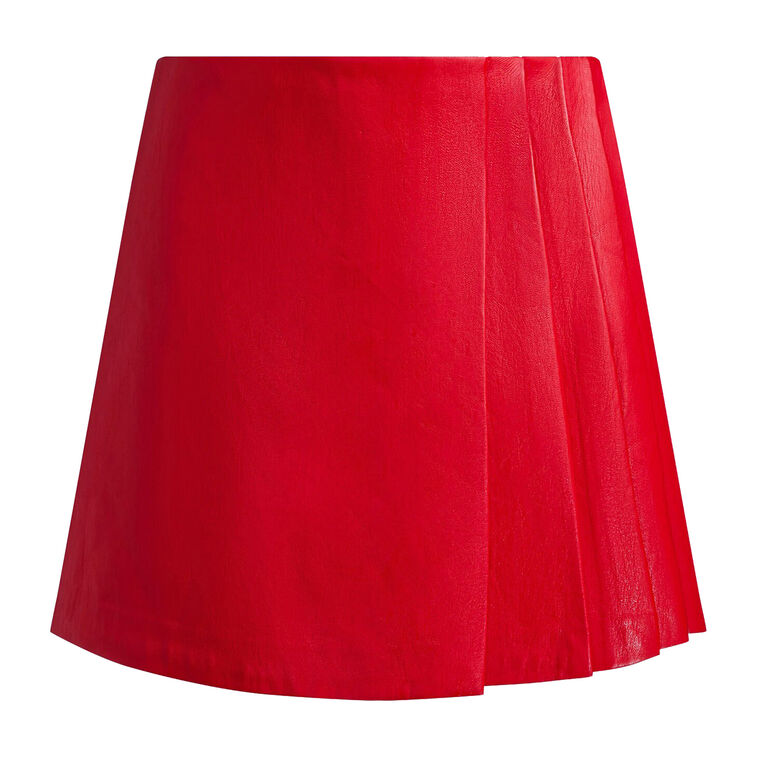 Toni Vegan Leather Asymmetrical Pleated Mini Skirt image number null