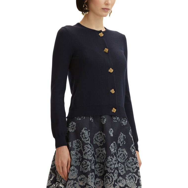 Cardigan With English Rose Jewel Button Detail image number null