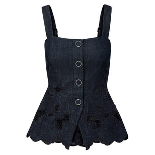 Mirielle Eyelet Square-Neck Button-Front Tank Top