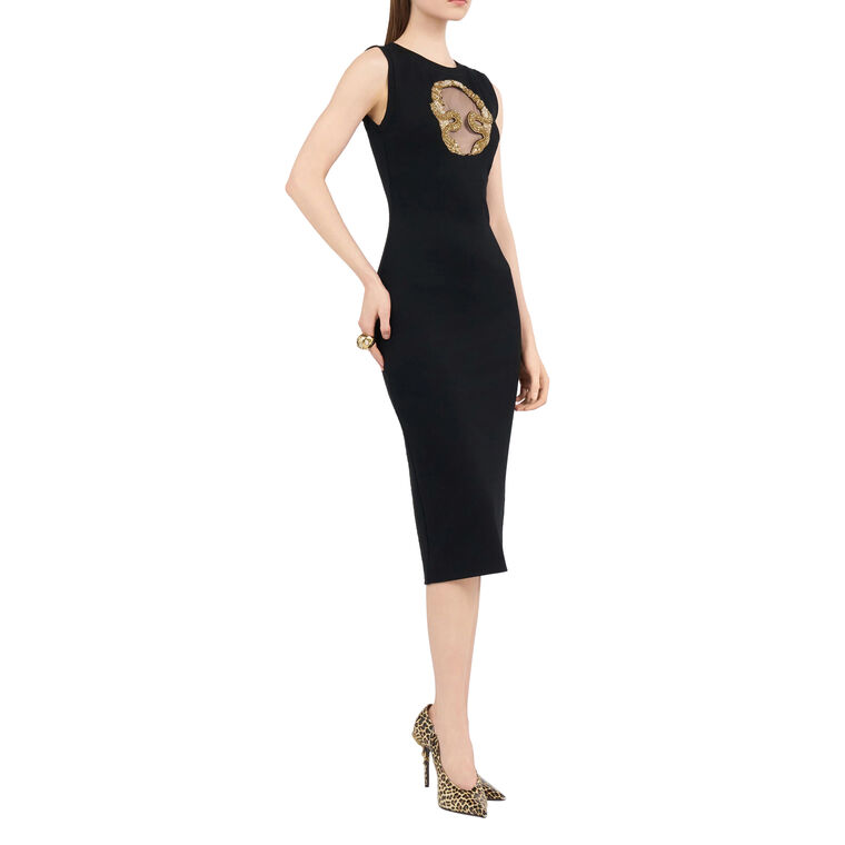 Sleeveless Embroidered Detail Midi Dress image number null