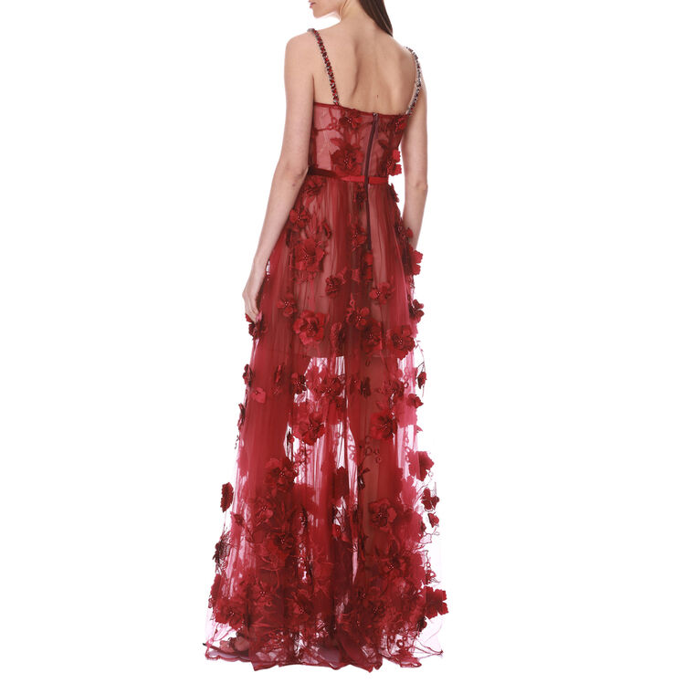 3D Floral Gown with Diamond Straps image number null