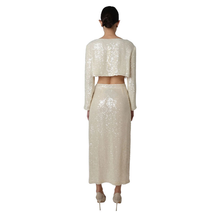 Sequin High-Waisted Maxi Skirt With Slit image number null