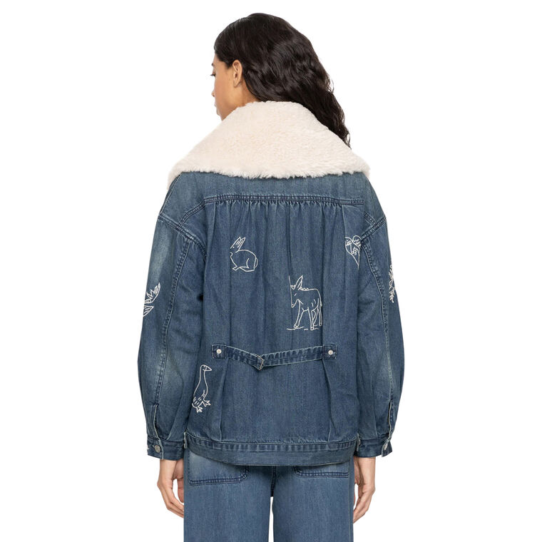 Amari Denim Jacket with Faux Shearling image number null