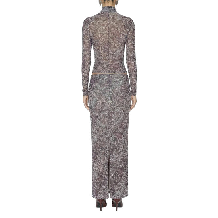 Lorden Paisley Mesh Turtleneck Top image number null