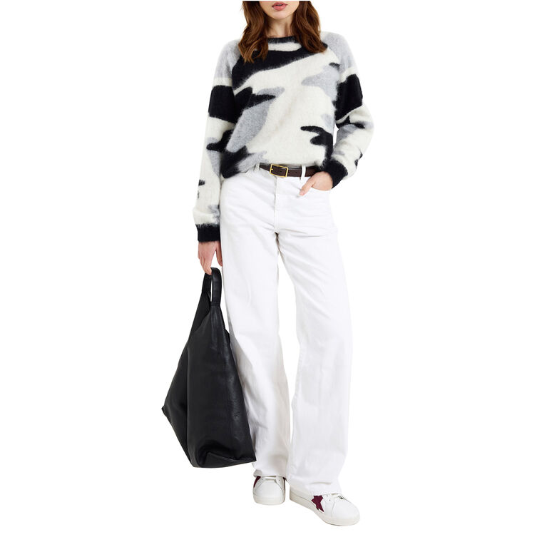Brushed Camo Cashmere Crewneck Sweater image number null
