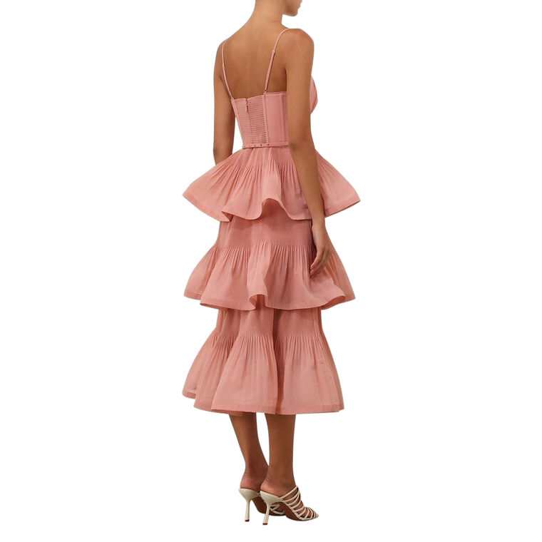 Sleeveless Pleated Tiered Midi Dress image number null