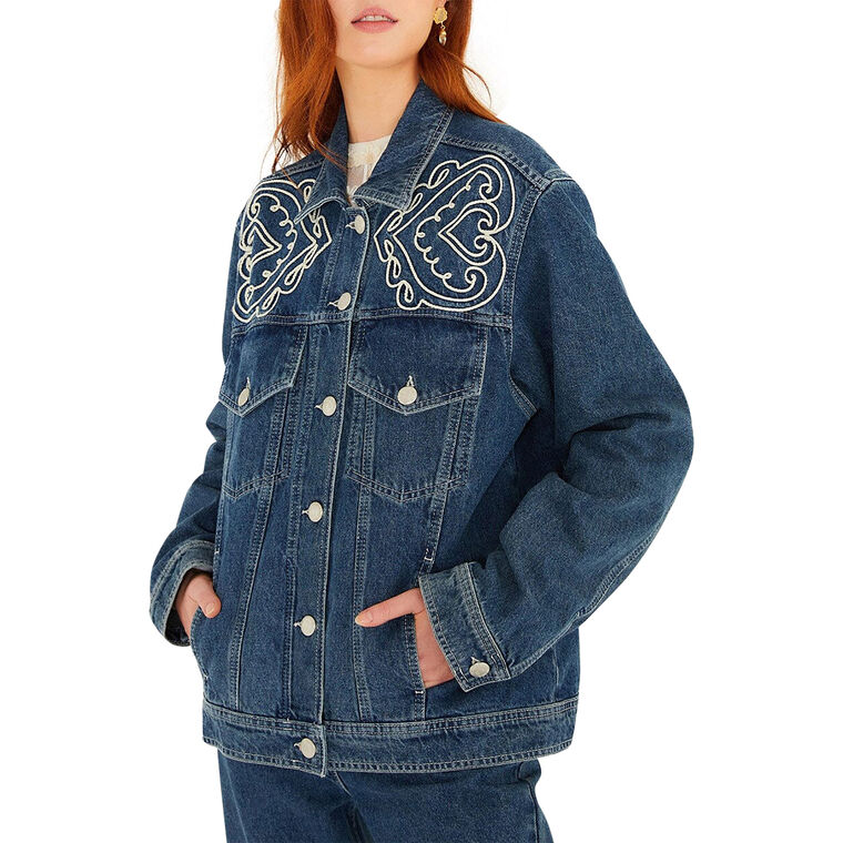 Cornely Buttoned Embroidered Denim Jacket image number null