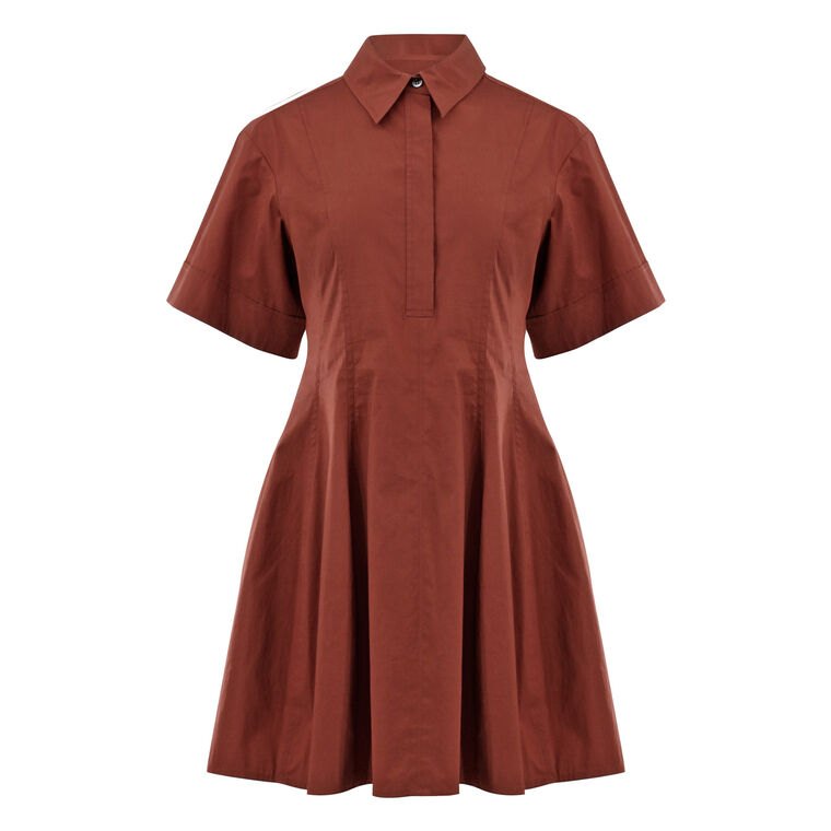 Dell Stretch Cotton Short Sleeve Mini Shirt Dress image number null