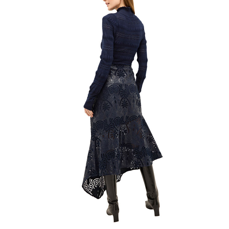Adison Long Sleeve Ruffle Knit Turtleneck Top image number null