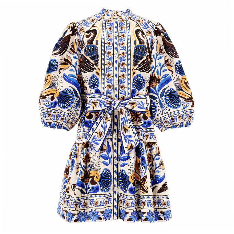 Nature Land Long Sleeve Belted Mini Dress image number null