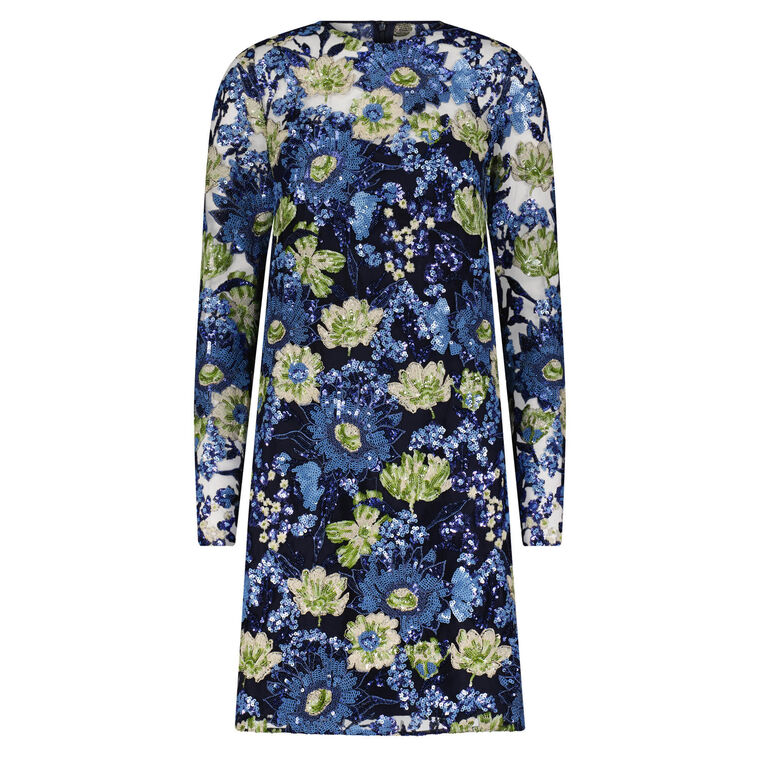 Embroidered Tulle Shift Dress image number null