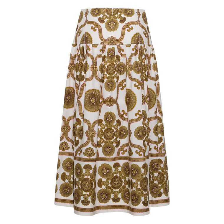 Diya Tiered Cotton Poplin Midi Skirt image number null