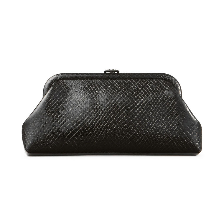 Skylar Snake Printed Leather Clutch image number null