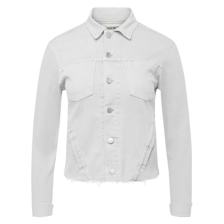 Janelle Slim Raw Hem Denim Jacket image number null