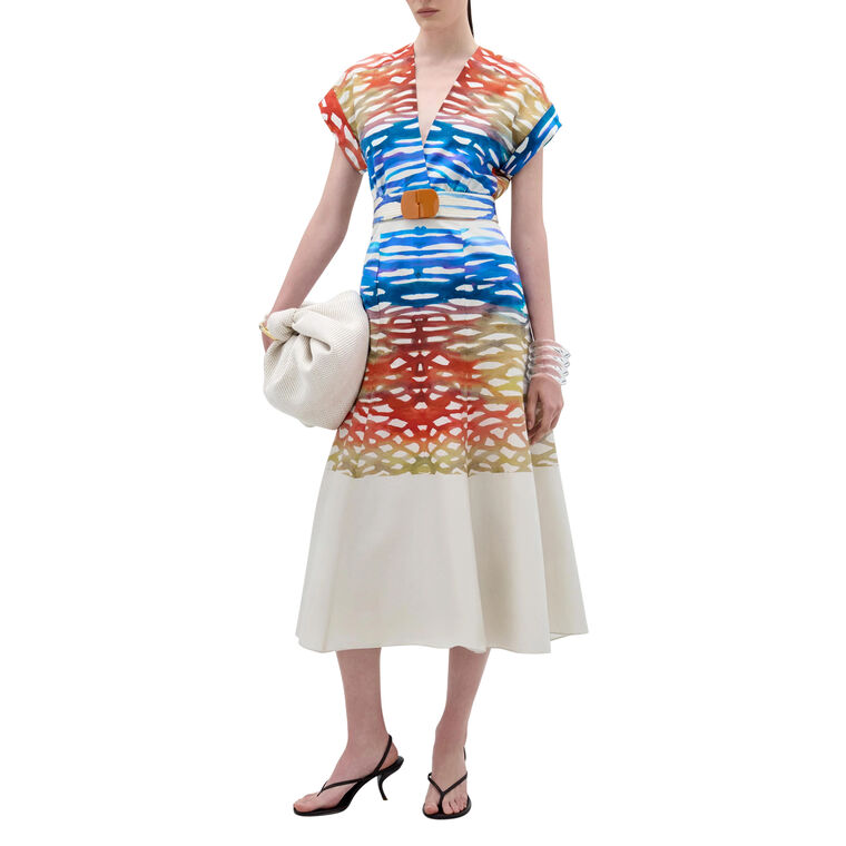 Sakura Cap Sleeve Belted Midi Dress image number null