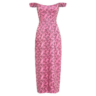 Amina Floral Sequin Off The Shoulder Midi Dress