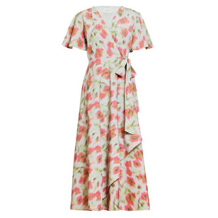 Klaire Short Sleeve V-Neck Tie-Waist Midi Dress