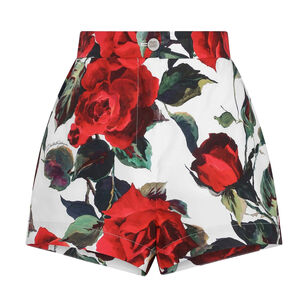 Rose-Print Mini Shorts