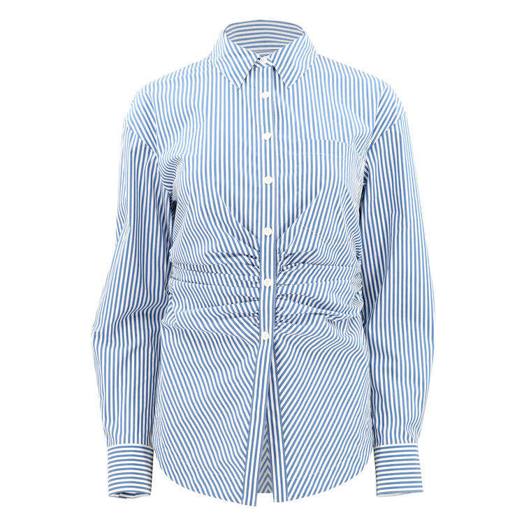 Bosco Stripe Ruched Button Up Shirt image number null