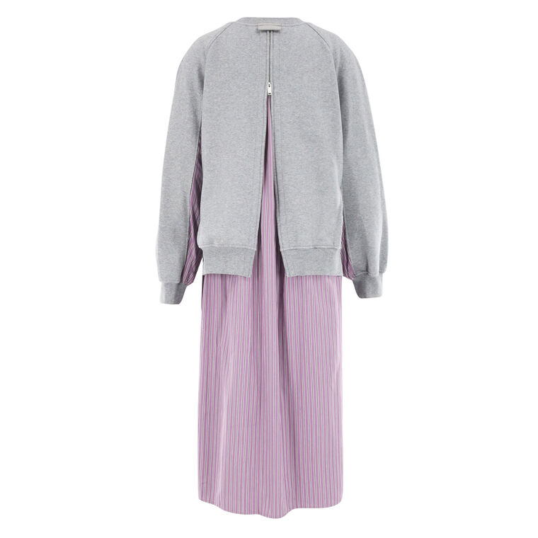 French Terry Midi Dress With Stripes image number null