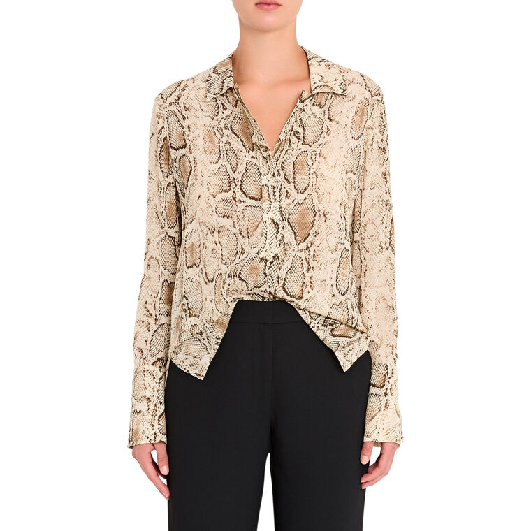 Piper Snakeskin-Print Viscose Blouse image number null