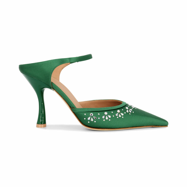 Cassie 90mm Satin Mule With Crystals image number null
