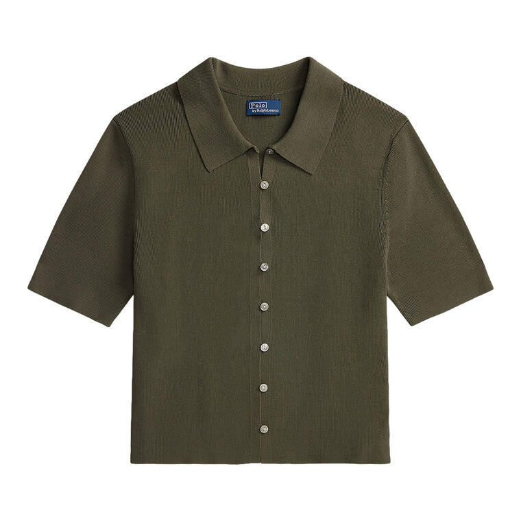 Short Sleeve Polo Collar Cardigan Sweater image number null