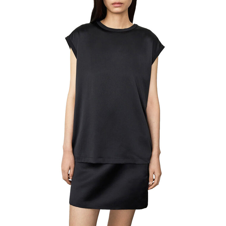 Round Neck Sleeveless Silk Top image number null