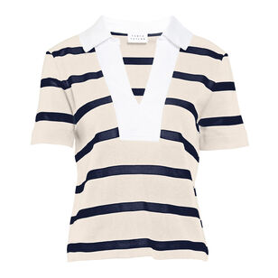 Melanie Short Sleeve Collared Knit Top