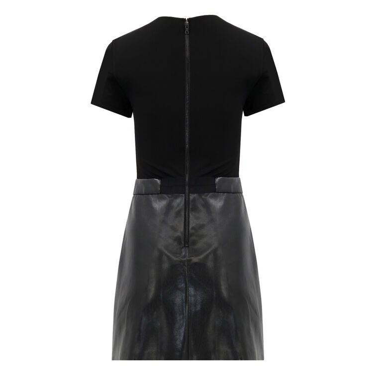 Chara Vegan Leather Short-Sleeve Pleated Mini Dress image number null