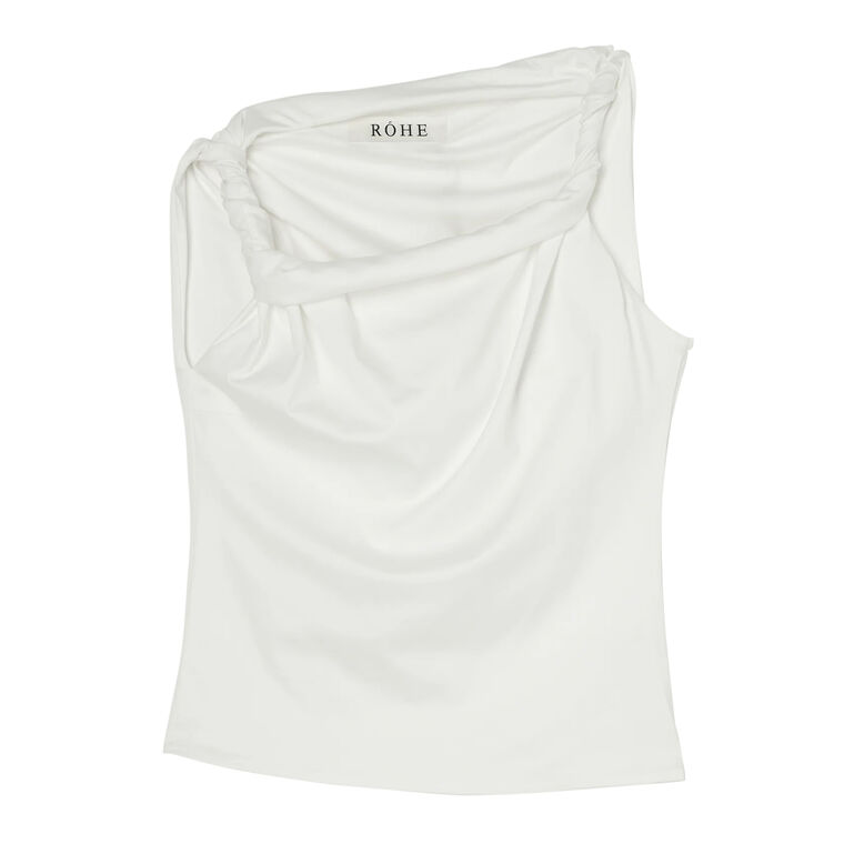 Sleeveless Sculptural Cotton Silk Top image number null