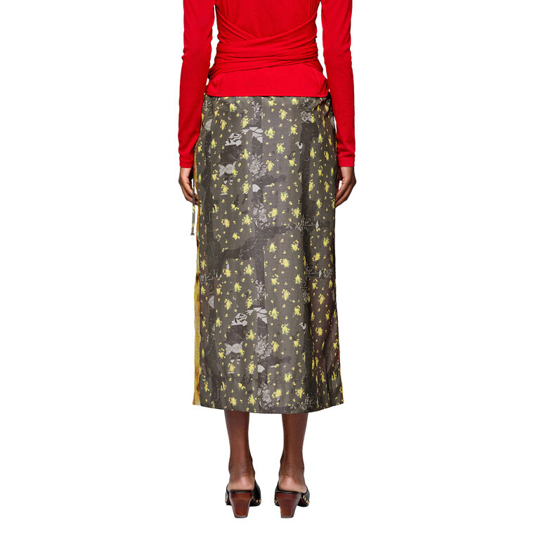 Shibori Organza Taffeta Midi Wrap Skirt image number null