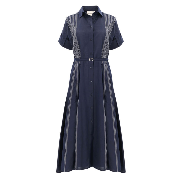 Matilda Belted Linen Midi Dress image number null