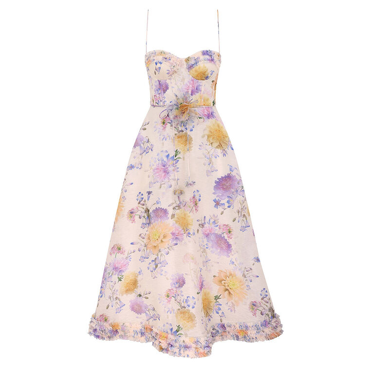 Luna Sleeveless Corset Ruffle Midi Dress image number null