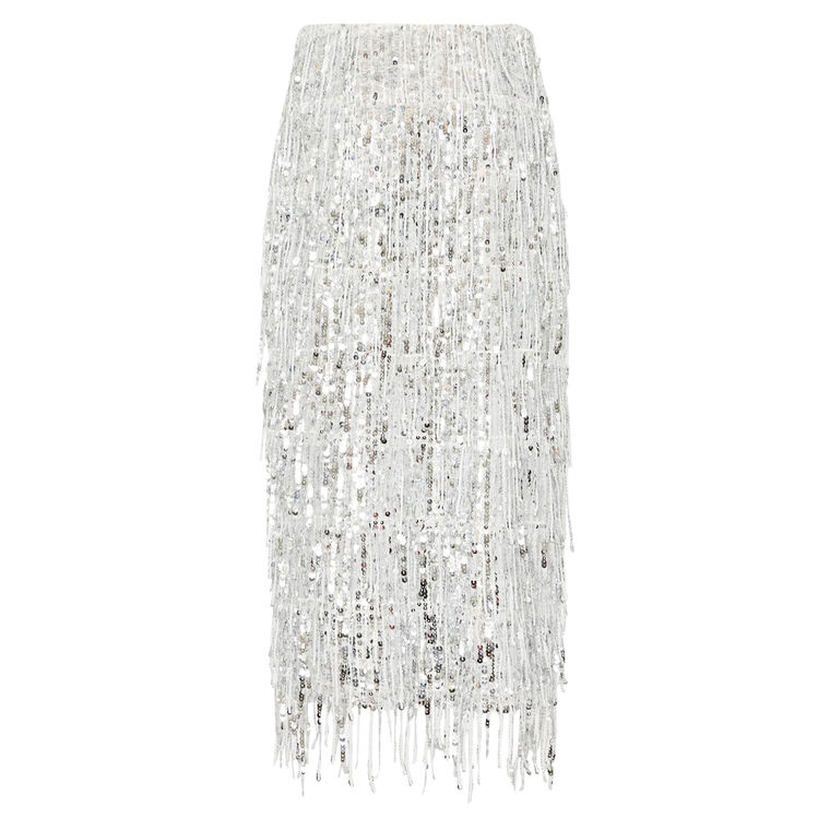 Roxanne Fringe Sequin Midi Skirt image number null