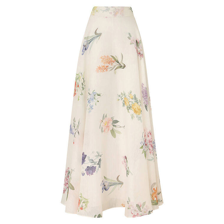 Natura Linen-Silk Floral Maxi Skirt image number null