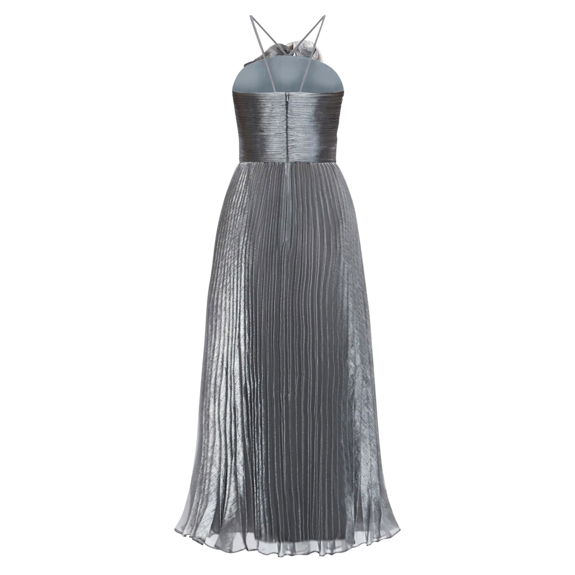 Pleated Midi Dress With Flower