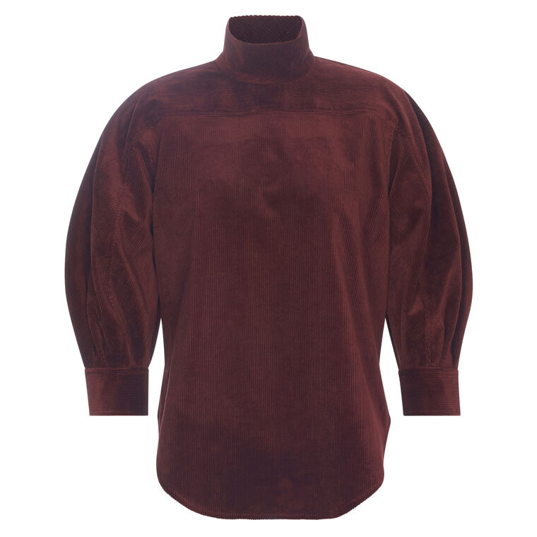 Groth 3/4 Sleeve Corduroy Turtleneck Top image number null