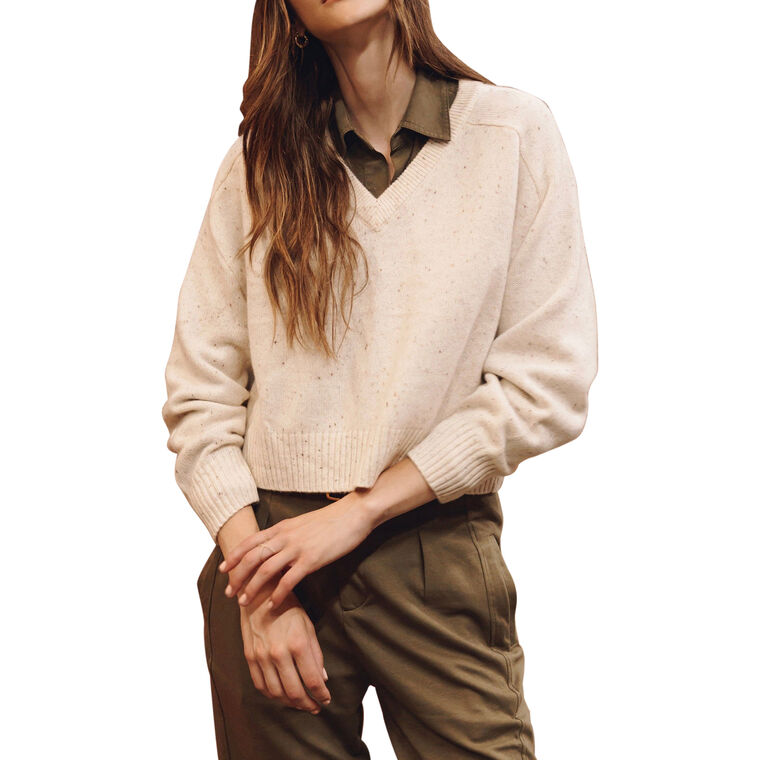 Crystal Cashmere Long Sleeve V-Neck Pullover Sweater image number null