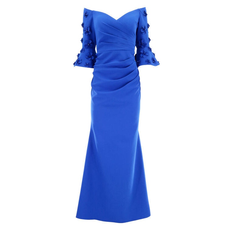 Draped Gown With Sleeve Embellishment image number null