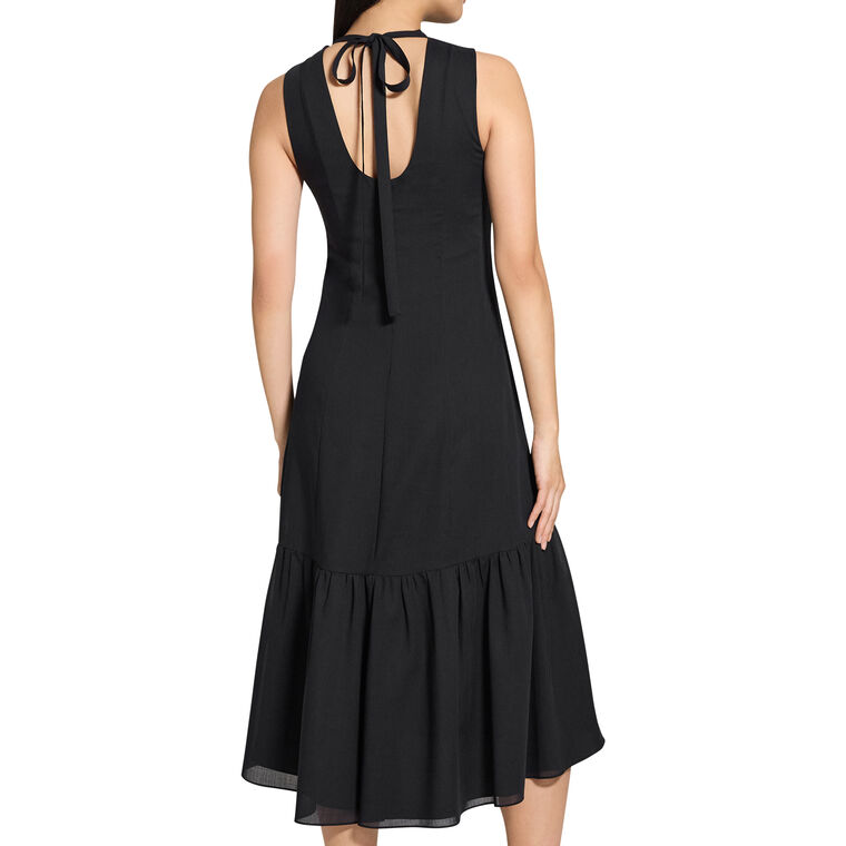 Sleeveless Tie Neck Tiered Midi Dress image number null